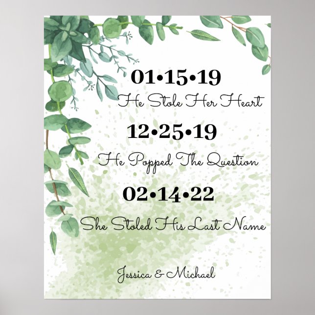 Póster Eucalyptus Greenery Mejor Poster Boda del día (Frente)