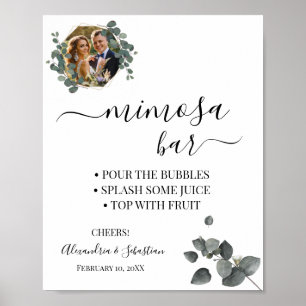 Póster Eucalyptus Greenery Mimosa Bar Bridal Shower Rótul