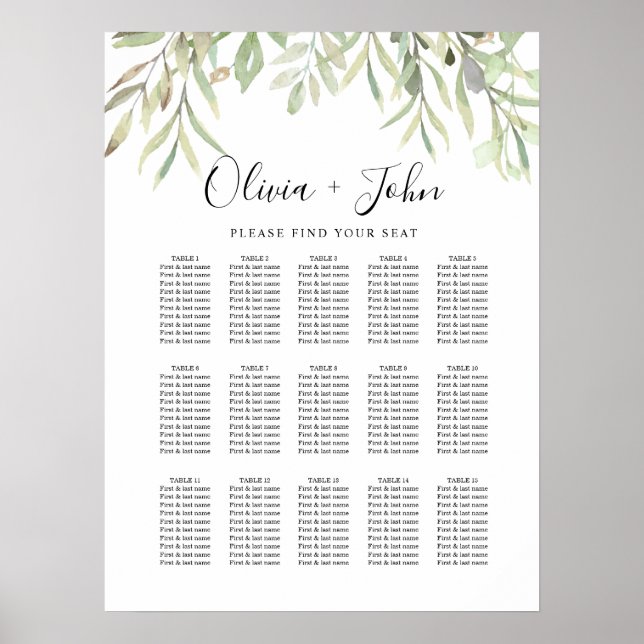 Póster Eucalyptus Greenery Simple Wedding (Frente)