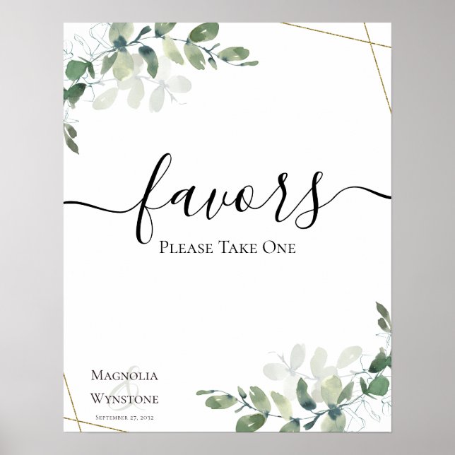 Póster Eucalyptus Greenery Wedding Favorece el Rótulo (Frente)