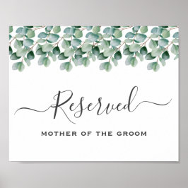 Póster Eucalyptus Greenery  Wedding reserved sign