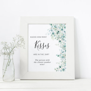 Póster Eucalyptus Leaves How Many Kisses Sign
