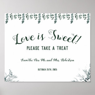 Póster Eucalyptus Love is Sweet Bridal Shower Boda