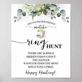 Póster Eucalyptus Matcha Ring Hunt Bridal Shower Game