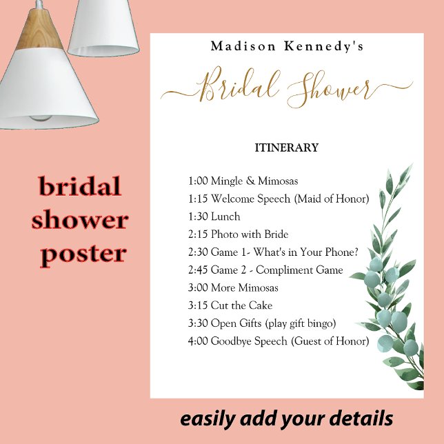 Póster Eucalyptus 🌸 Plan Itinerario de Ducha Bridal (Subido por el creador)