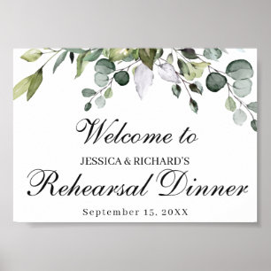 Póster Eucalyptus Rehearsal Dinner Welcome Poster Sign