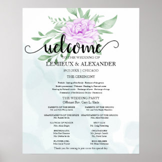 Póster Eucalyptus Rosa morado deja el programa de bodas