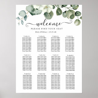 Póster Eucalyptus Rustic Greenery Boda