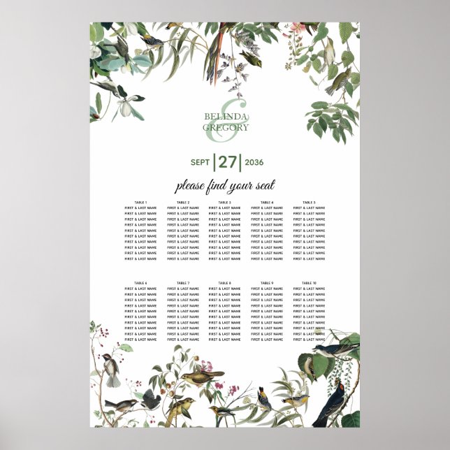Póster Eucalyptus Sale de la tabla de asientos del Boda d (Frente)