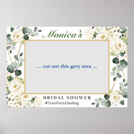 Póster Eucalyptus White Roses Bridal Shower Photo Prop