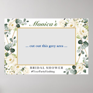 Póster Eucalyptus White Roses Bridal Shower Photo Prop