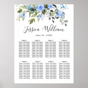 Póster Eucalyptus y Rosas 8 Tablas Boda de asiento GRÁFIC