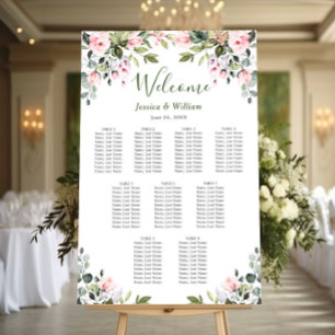 Póster Eucalyptus y Rosas 9 Tablas Boda de asiento GRÁFIC