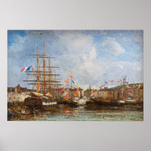 Póster Eugene Boudin - Festival en el puerto de Honfleur