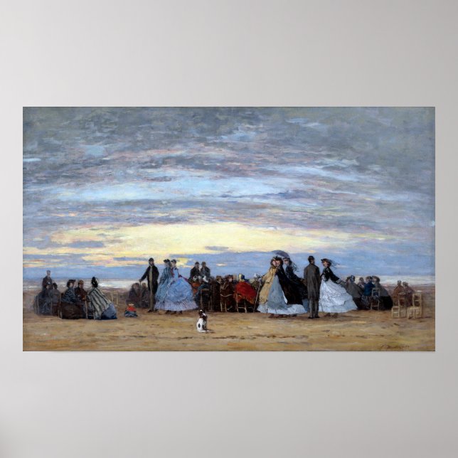 Póster Eugène Boudin La playa de Villerville (Frente)