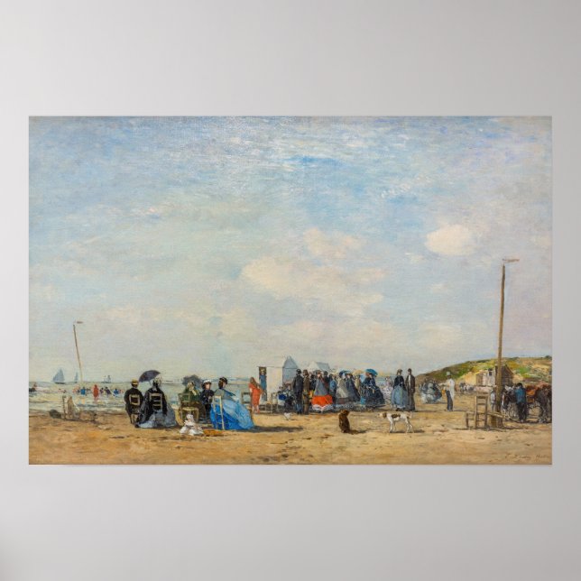 Póster Eugene Boudin - Reunión en la playa (Frente)