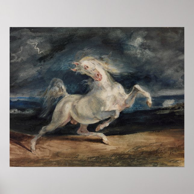 Póster Eugene Delacroix - Caballo asustado por el relámpa (Frente)