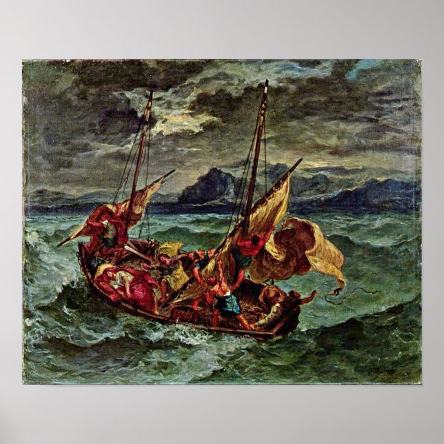 Póster Eugene Delacroix - Cristo en el mar de Galilea (Frente)