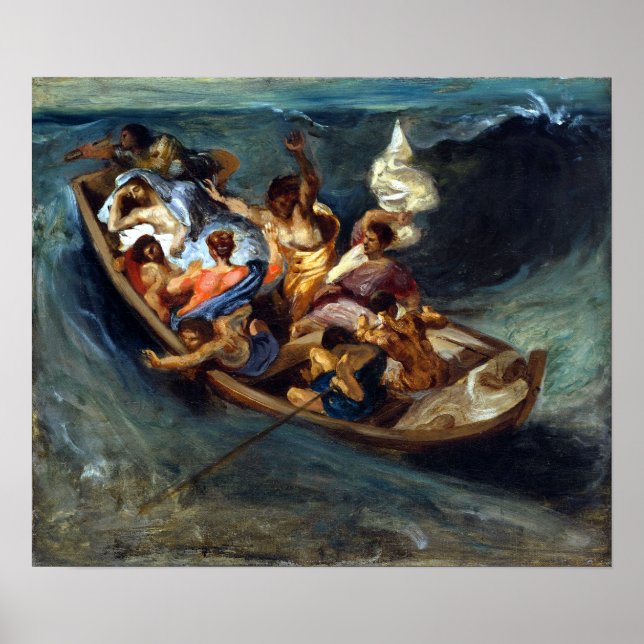 Póster Eugène Delacroix Cristo en el mar de Galilea (Frente)