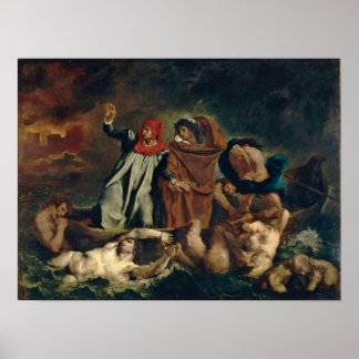 Póster Eugene Delacroix - Dante y Virgil en el infierno