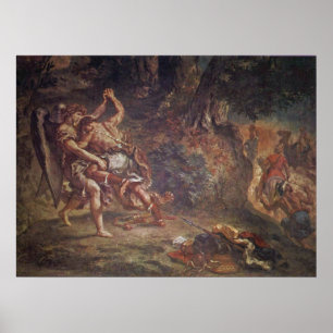 Póster Eugene Delacroix - Jacob luchando con ángel