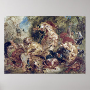 Póster Eugène Delacroix La Cacería De Leones