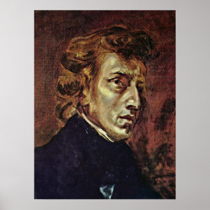 Póster Eugene Delacroix - Retrato de Frederic Chopin