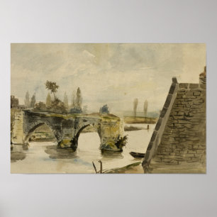 Póster Eugene Delacroix - The Old Bridge at Nantes