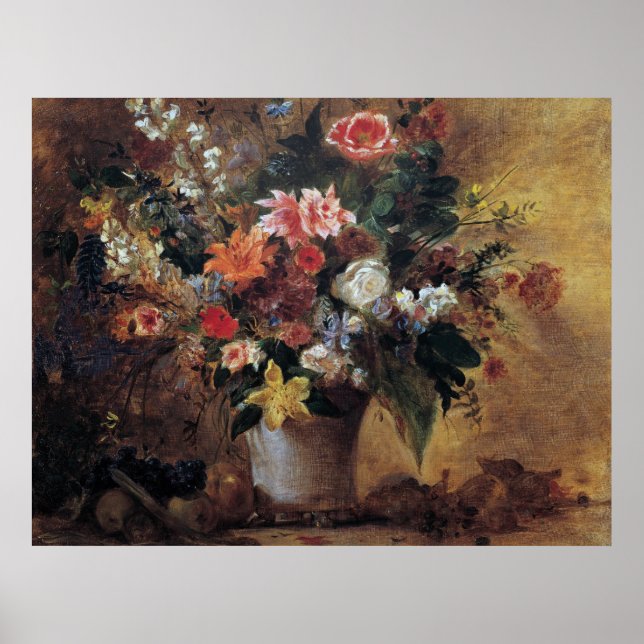 Póster Eugene Delacroix Vintage Bouquet (Frente)