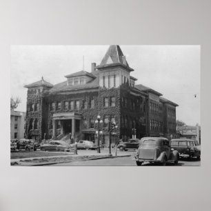 Póster Eugene, escena de Oregon con fotografía del ayunta