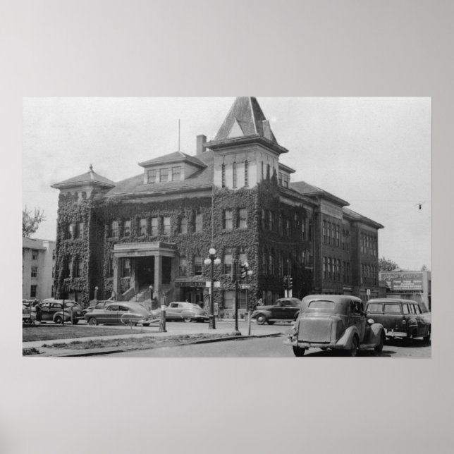 Póster Eugene, escena de Oregon con fotografía del ayunta (Frente)