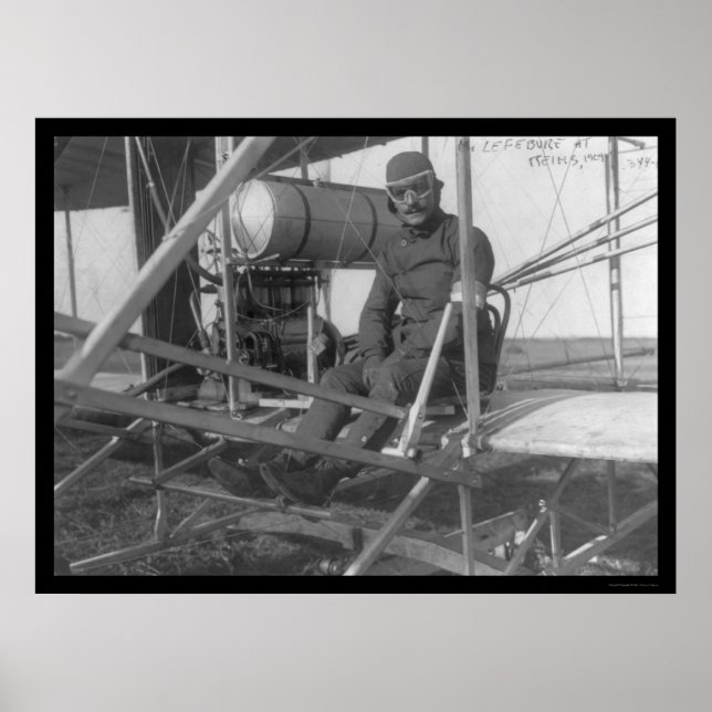 Póster Eugene Lefebvre sentado en su avión 1909 (Frente)
