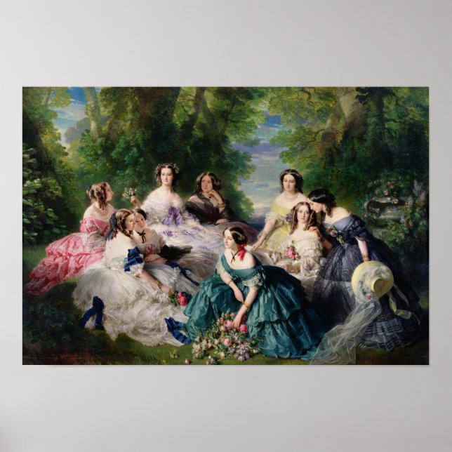 Póster Eugenie rodeada por sus damas de espera (Frente)