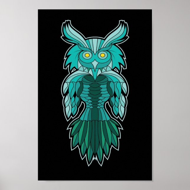 Póster Eule Haida Uhu Mythologie Indianer Krieger Kunst (Frente)