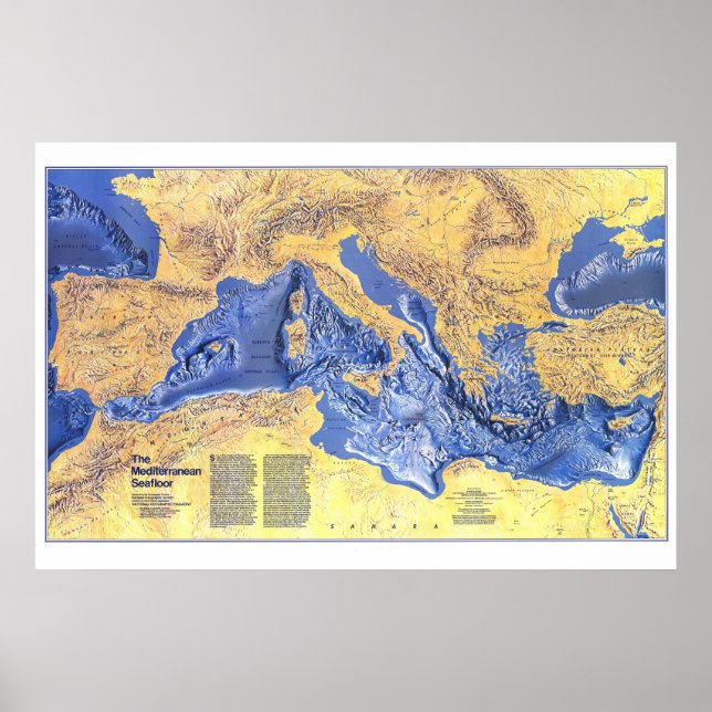 Póster Europa: 1982/heute - Mittelmeerboden Karte (Frente)