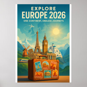 Póster EUROPA 2026 — Un Continente, Viajes sin Fin