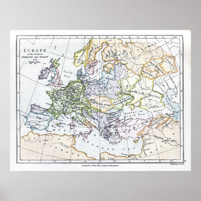 Póster Europa a la muerte de Carlos el Grande: 814 DC (Frente)