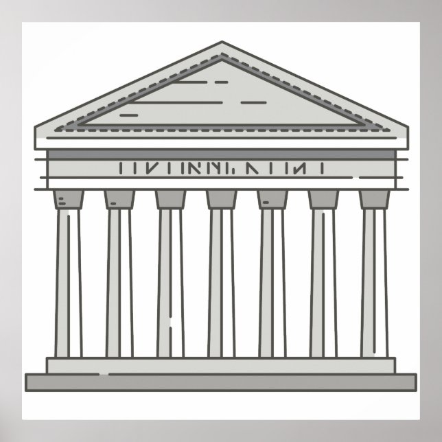 Póster Europa antiguo templo del panteón romano (Frente)