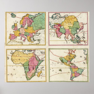 Póster Europa, Asia, África, América