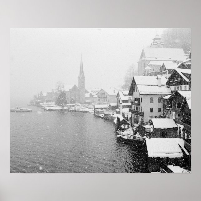 Póster Europa, Austria, Hallstat. Vista de la ciudad en l (Frente)