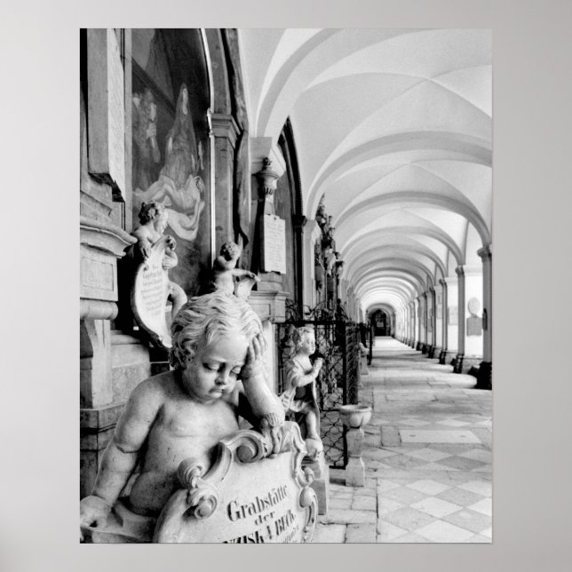 Póster Europa, Austria, Salzburgo. Cherub y monumento 2 (Frente)