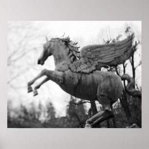 Póster Europa, Austria, Salzburgo. Estatua de caballo ala