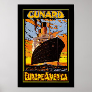 Póster Europa Cunard-Estados Unidos