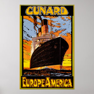 Póster Europa Cunard-Estados Unidos