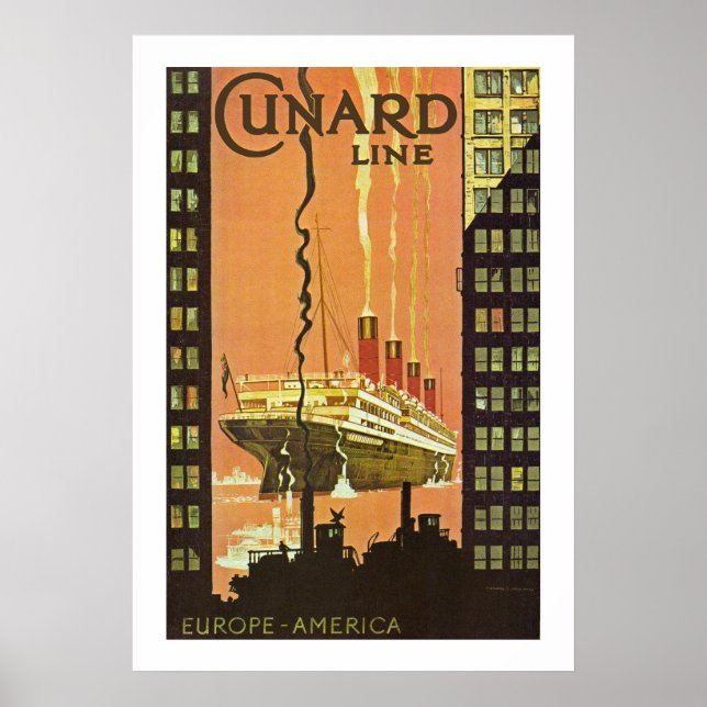 Póster Europa Cunard-Estados Unidos (Frente)