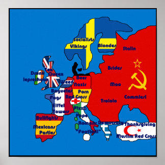 Póster Europa De Acuerdo Con El Mapa Estadounidense