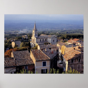 Póster Europa, Francia, Bonnieux. Cae la luz del sol
