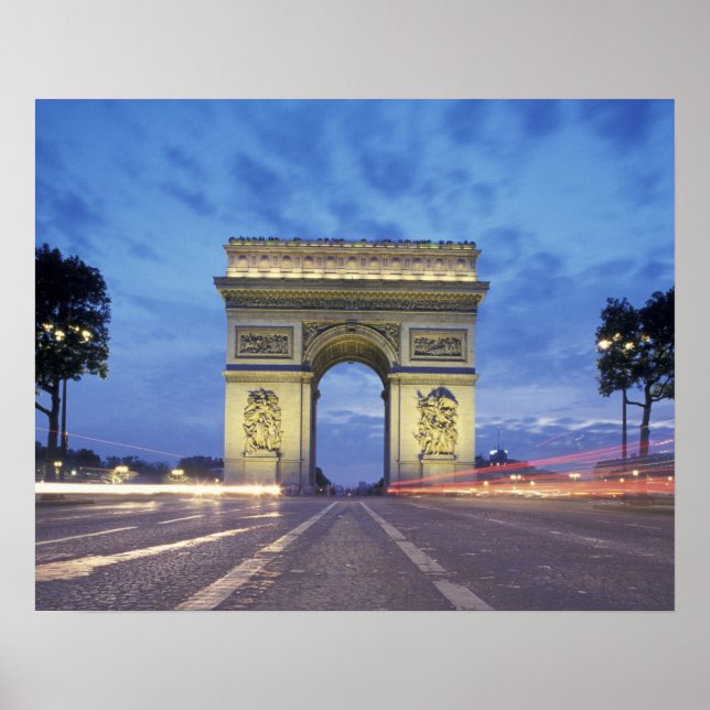 Póster Europa, Francia, París. Arc de Triomphe visto (Frente)