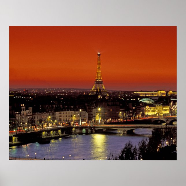 Póster Europa, Francia, París. Vistas al atardecer de Eif (Frente)
