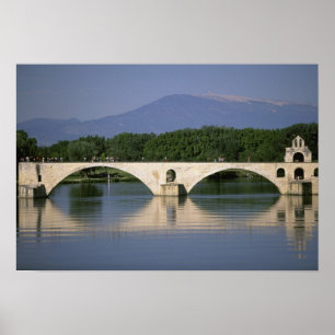 Póster Europa, Francia, Provenza, Aviñón. Pont St,